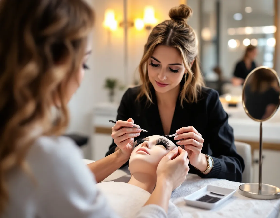 Professional eyelash extension training at The Permanent Makeup Studio